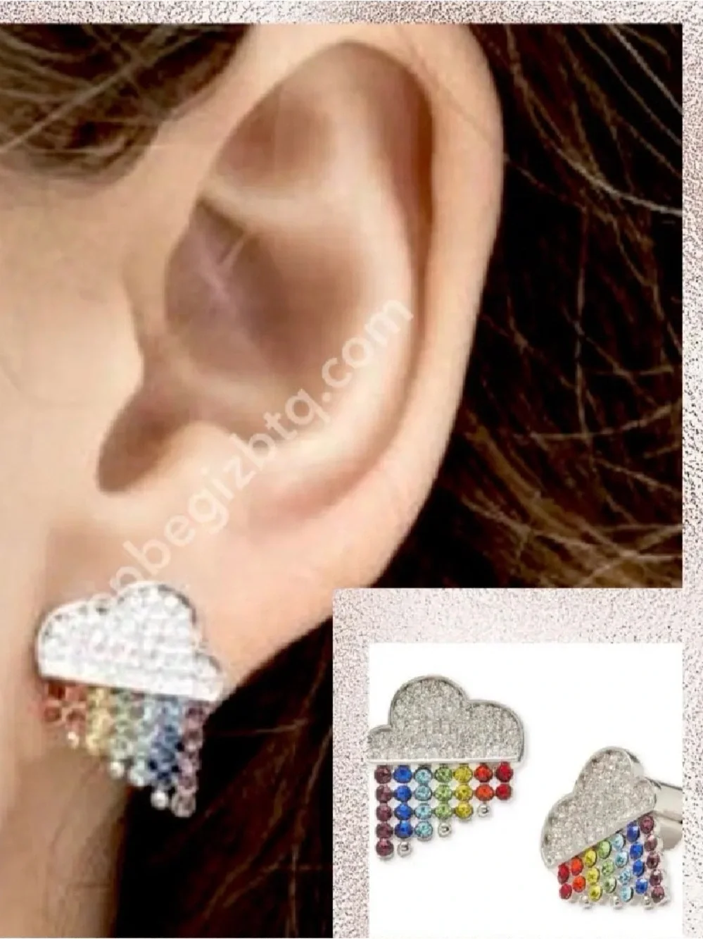 Kate Spade Into The Sky Raining Cloud Earrings Sliver Stud Multicolor Crystals